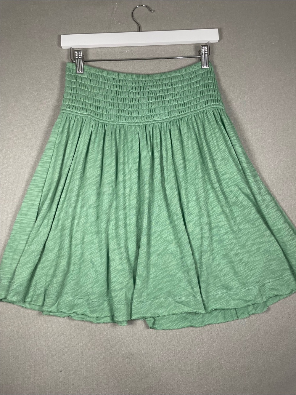 ATM Anthony Thomas Melillo Smocked Slub Jersey Mini Skirt Green Size L NWT $165